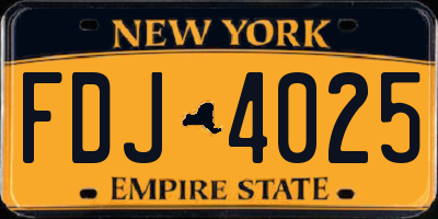 NY license plate FDJ4025