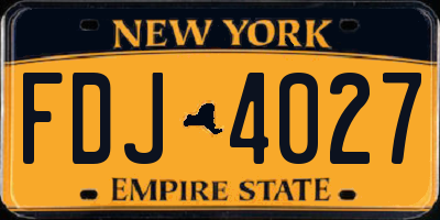 NY license plate FDJ4027