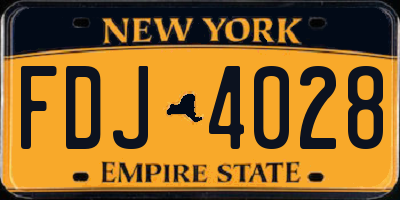 NY license plate FDJ4028