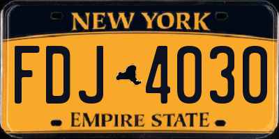 NY license plate FDJ4030