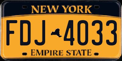 NY license plate FDJ4033