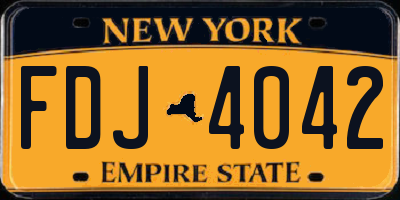 NY license plate FDJ4042