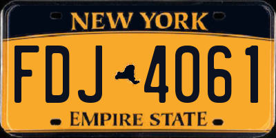 NY license plate FDJ4061