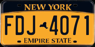 NY license plate FDJ4071