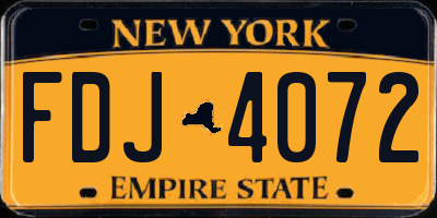 NY license plate FDJ4072
