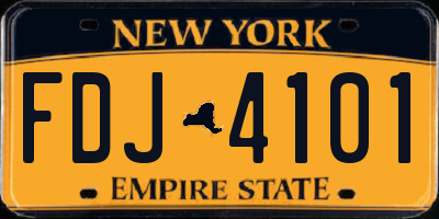 NY license plate FDJ4101