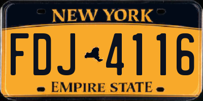 NY license plate FDJ4116
