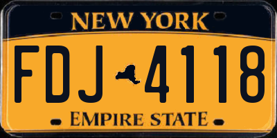 NY license plate FDJ4118