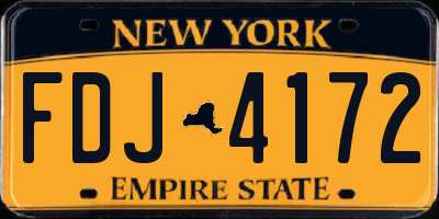 NY license plate FDJ4172