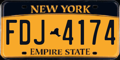 NY license plate FDJ4174