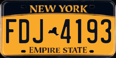 NY license plate FDJ4193