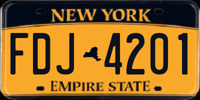 NY license plate FDJ4201