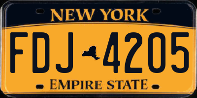 NY license plate FDJ4205
