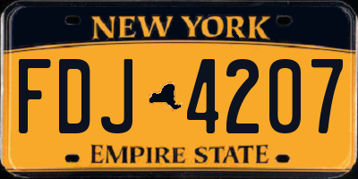 NY license plate FDJ4207