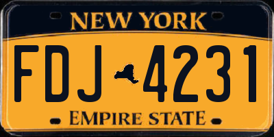 NY license plate FDJ4231