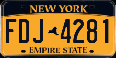 NY license plate FDJ4281