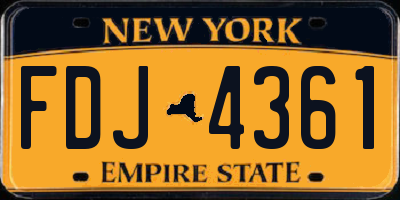 NY license plate FDJ4361