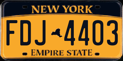 NY license plate FDJ4403