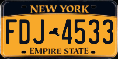 NY license plate FDJ4533