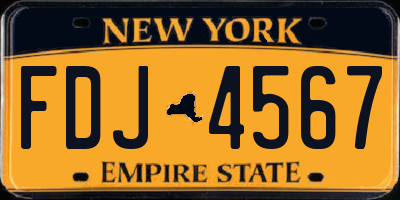 NY license plate FDJ4567