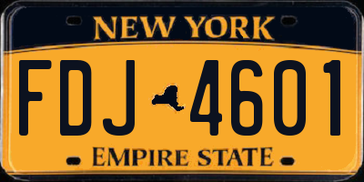 NY license plate FDJ4601