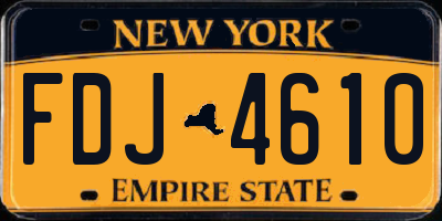 NY license plate FDJ4610