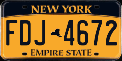NY license plate FDJ4672