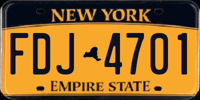 NY license plate FDJ4701