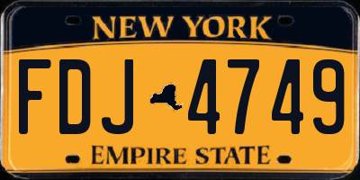 NY license plate FDJ4749