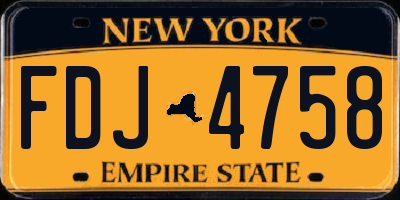 NY license plate FDJ4758