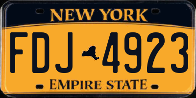 NY license plate FDJ4923