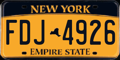 NY license plate FDJ4926