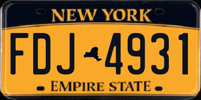 NY license plate FDJ4931