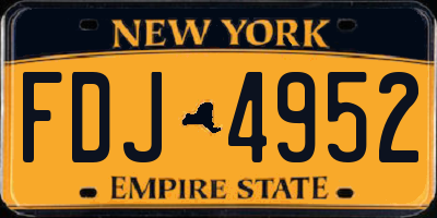 NY license plate FDJ4952