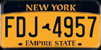 NY license plate FDJ4957