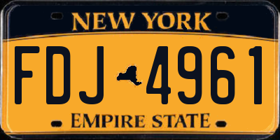 NY license plate FDJ4961