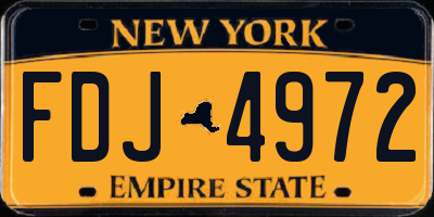 NY license plate FDJ4972