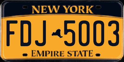 NY license plate FDJ5003