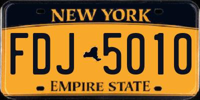 NY license plate FDJ5010