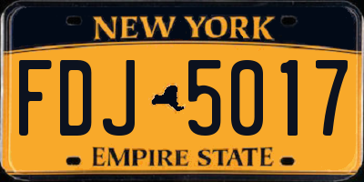 NY license plate FDJ5017