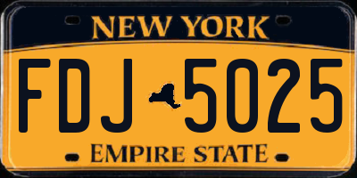 NY license plate FDJ5025