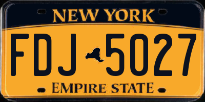NY license plate FDJ5027
