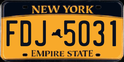 NY license plate FDJ5031