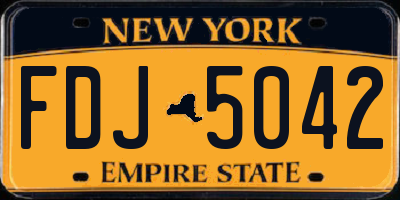 NY license plate FDJ5042