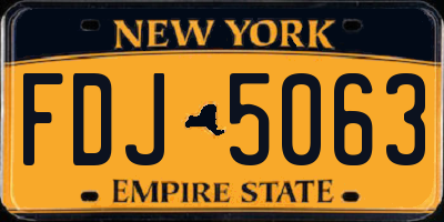NY license plate FDJ5063