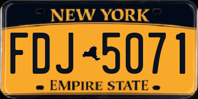 NY license plate FDJ5071