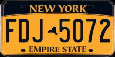 NY license plate FDJ5072
