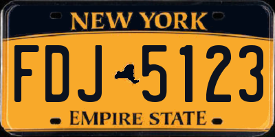 NY license plate FDJ5123