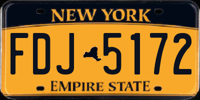 NY license plate FDJ5172