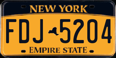 NY license plate FDJ5204